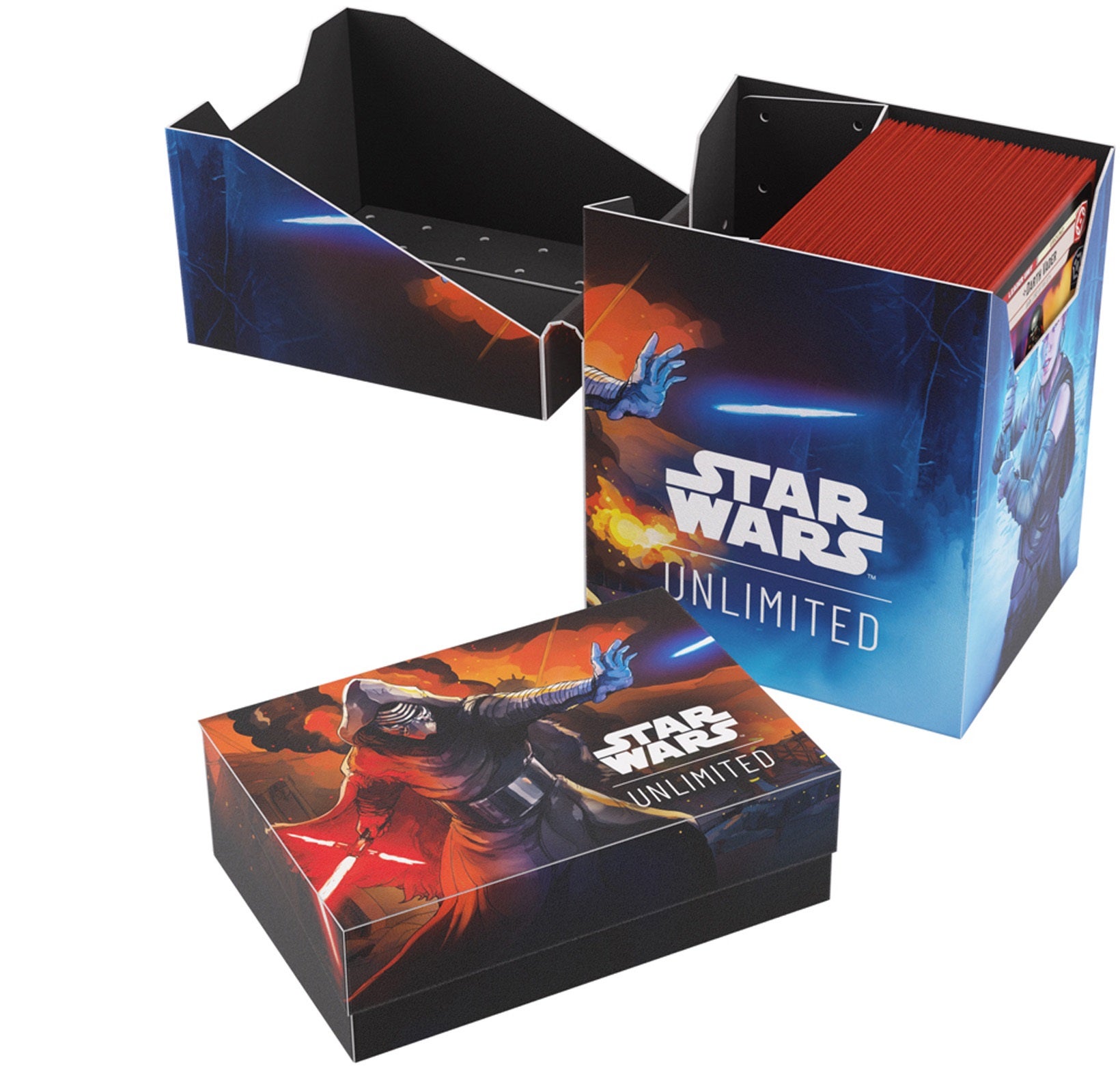 Caja Para Mazos Star Wars Unlimited Soft Crate, Impresa A Color, Con Compartimento Para Fichas, 60 Cartas Con Doble Funda